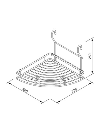 Полка угловая Хром 250х230х200 YJ-G301  - 1 2