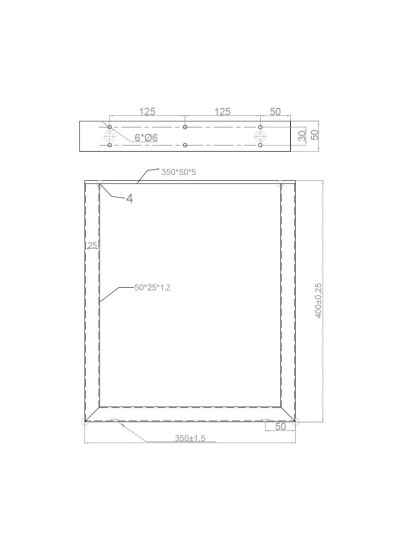 Опора - табурет прямокутна 400х350 мм Чорна DI FERRO - 1 2