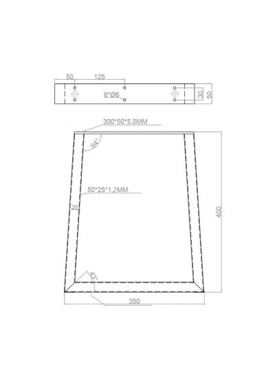 Опора - табурет трапеція 400х350 мм Чорна DI FERRO - 1 2