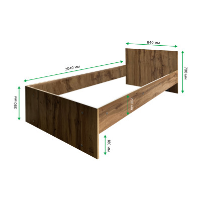 Корпус для ліжка 840x2040 мм Дуб Крафт Золотий MEBTECH - 2