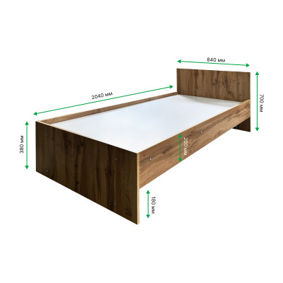 Кровать односпальная 800x2000 мм Дуб Крафт Золотой MEBTECH - 2