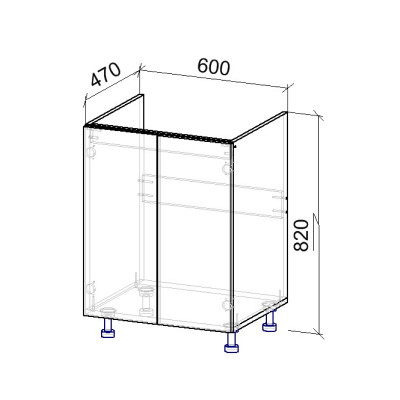 Тумба нижня під мийку 470х600х820 мм MEBTECH - 1