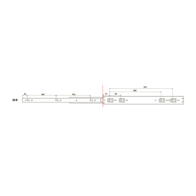 Напрямна кулькова телескопічна L-450 мм Н-45 Linken LS Linken System - 3