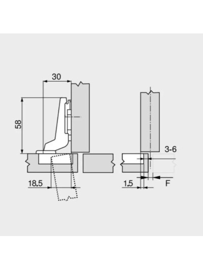 Петля Modul полунакладная для ДСП  - 1 2