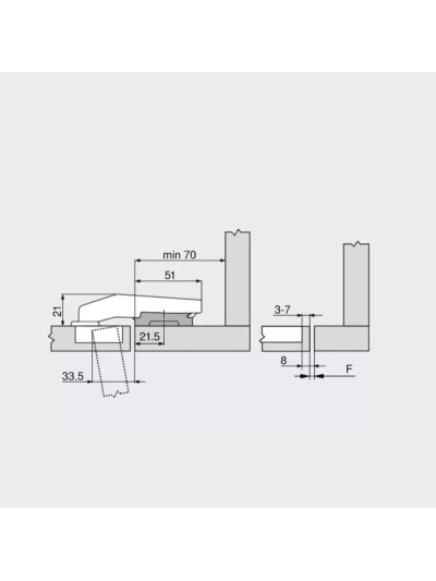 Петля Modul под фальшпанель с блюмоушеном  - 1 2