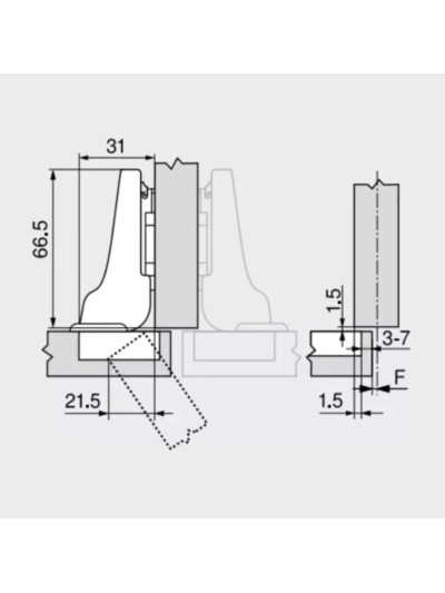 Завіса Clip Top з Blumotion напівнакладна 71B3650  - 1 2