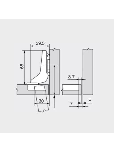 Петля Clip Top без блюмоушеных, внутренняя 71T3750  - 1 2
