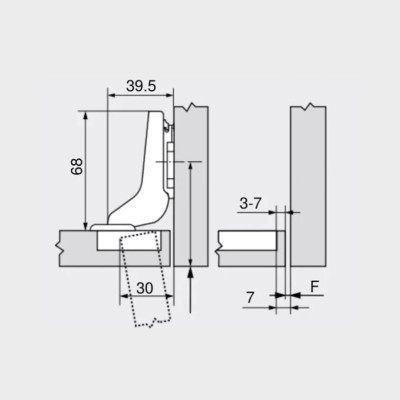 Петля Clip Top без блюмоушеных, внутренняя 71T3750  - 2