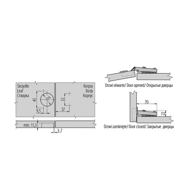 Петля прямой без пружины Clip GTV ZP-COCA450-BE GTV - 3