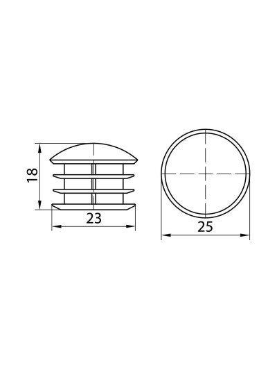 Заглушка R-17 к трубе d=25, плоская, хром, ROLLA 2