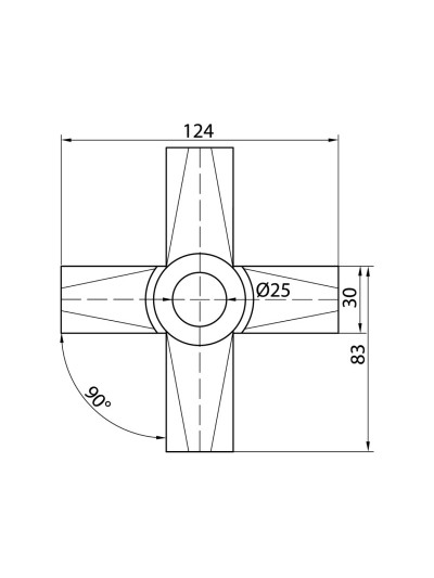 З'єднання Х-подібне на трубу 25 мм R-45  - 1 2