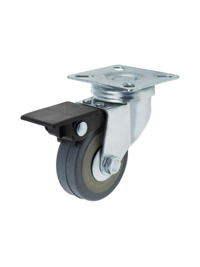 Ролик гумовий D50 з майданчиком та гальмом  - 1