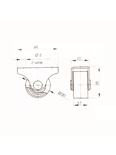 Ролик на майданчику D30 для м'яких корпусних меблів  - 1 2
