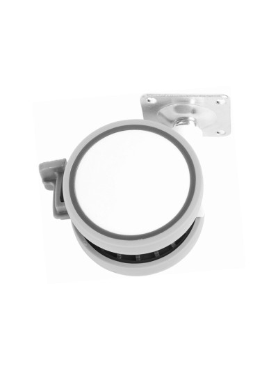 Ролик пласт. С площадкой Ferro Fiori (10050) d 63 мм со стопором, нагр. 28 Кг Бел.Сер.  - 1