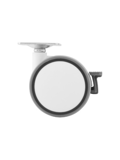 Ролик пласт. З майданчиком Ferro Fiori (10050) d 63 мм зі стопором, нагр. 28 Кг Бел.Сер.  - 1 2