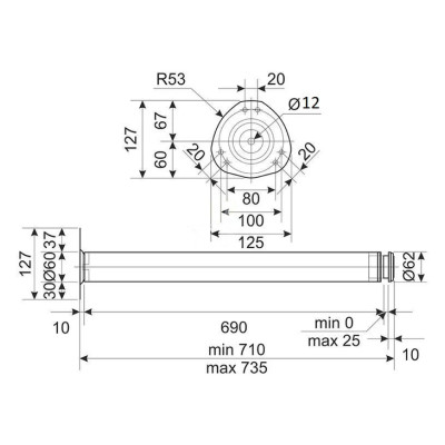 Ножка H1100 металлическая круглая для стола Черная  - 4