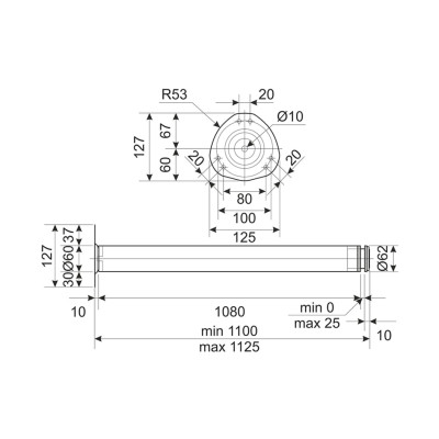 Ножка H1100 металлическая круглая для стола Хром  - 4