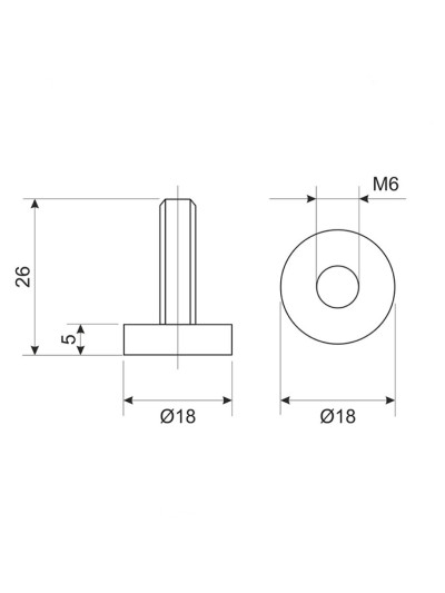 Ніжка меблева регульована М6 (без муфти)  - 1 2