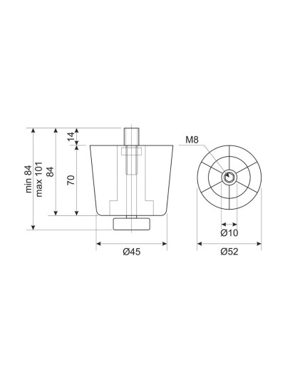 Опора Манхетен регулируемая h-70  - 1 2