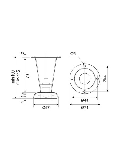 Ніжка меблева H100 конусна Хром NZ-0906  - 1 2
