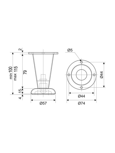 Ніжка меблева H100 конусна... 2