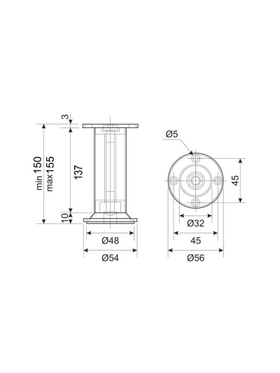 Ніжка меблева H150 кругла... 2