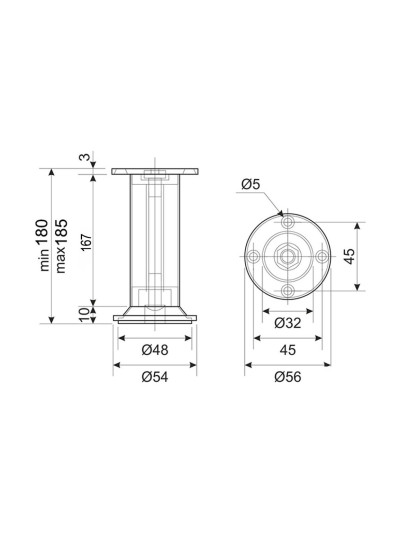 Ніжка меблева H180 кругла... 2