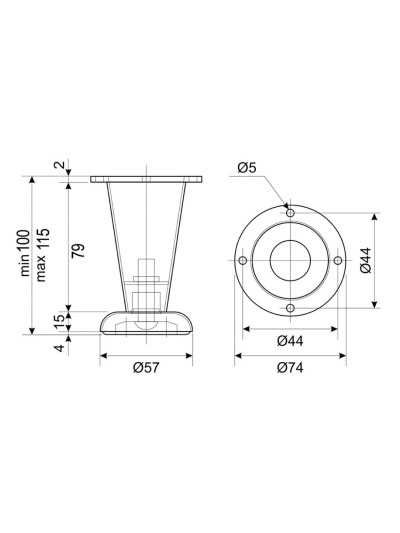 Ніжка меблева H100 конусна... 2