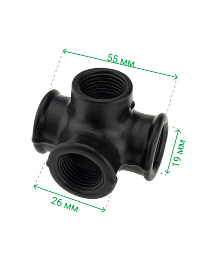 Соединительный крепеж 4 труб D19 Черный  - 2 2