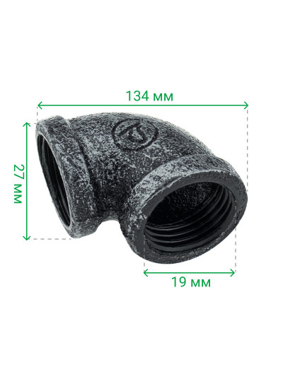 Угловое крепление на 2 трубы D19 Ретро  - 1 2