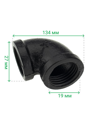 Угловое крепление на 2 трубы D19 Черное  - 1 2