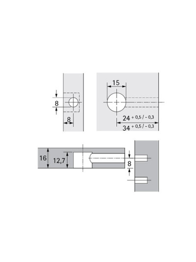 Корпус минификс Hettich 15мм для ДСП 16 мм  - 1 2