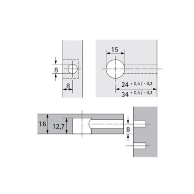 Корпус минификс Hettich 15мм для ДСП 16 мм  - 2