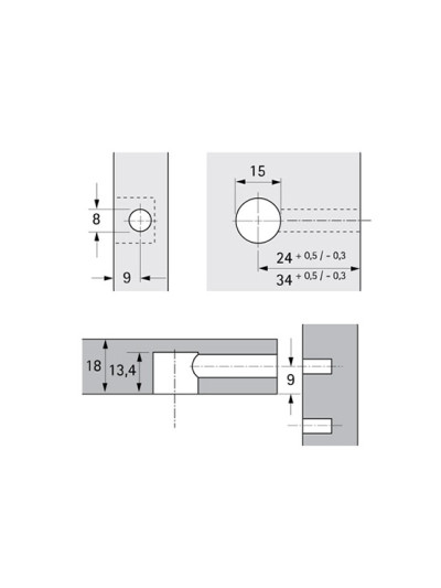 Корпус минификс Hettich 15мм для ДСП 18 мм  - 1 2
