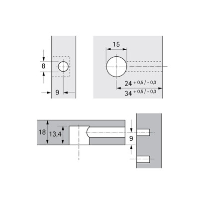 Корпус минификс Hettich 15мм для ДСП 18 мм  - 2