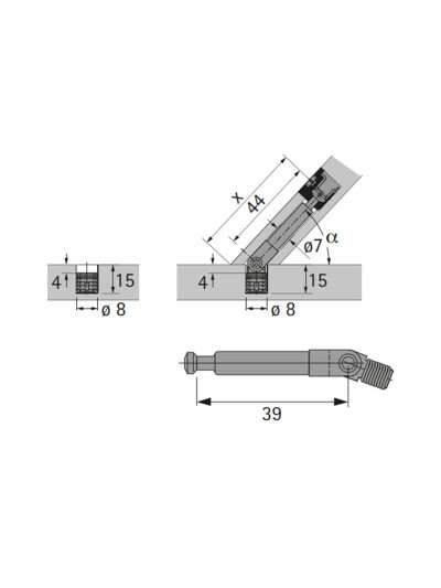Болт минификс угловой Hettich шарнирный D634  - 1 2