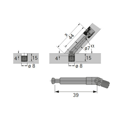 Болт минификс угловой Hettich шарнирный D634  - 2