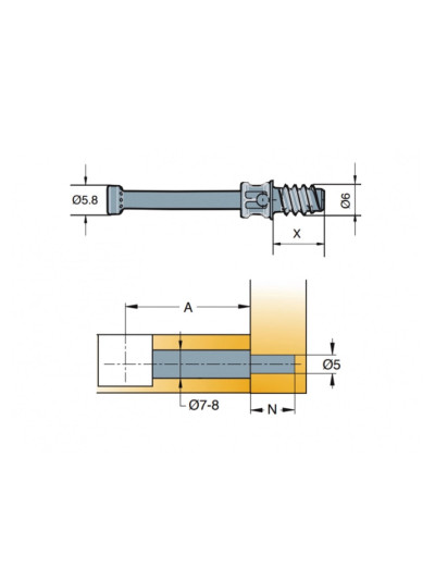 Болт минификс Titus 5х34мм для ДСП 18-19 мм  - 1 2