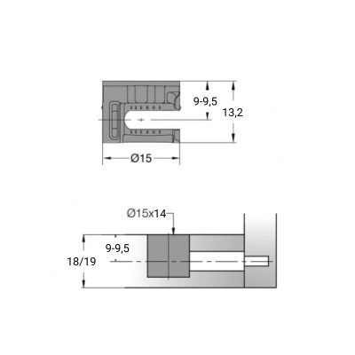 Корпус минификс Titus для ДСП 18-19 мм с буртом  - 2