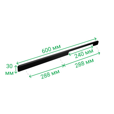 Мебельная ручка скоба DL 45/600 BLK Черный Мат MebTech - 3