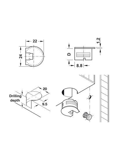 Корпус Rafix Hafele 16 мм Коричневий Економ  - 1 2