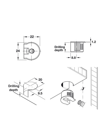 Корпус Rafix Hafele 16 мм Сірий  - 1 2