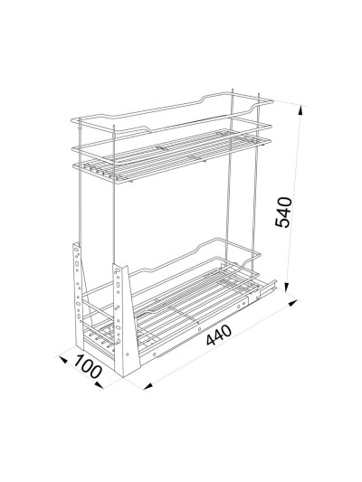Карго 100 мм нижнє на 2 полиці Чорне  - 1 2