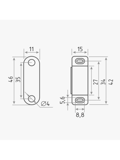 Клямка магнітна маленька Біла  - 1 2