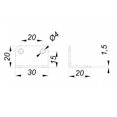 Кутник меблевий 20x20x30 мм  - 1