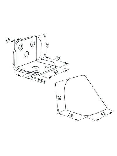 Уголок металлический с накладкой Серый 28х32 мм  - 1 2