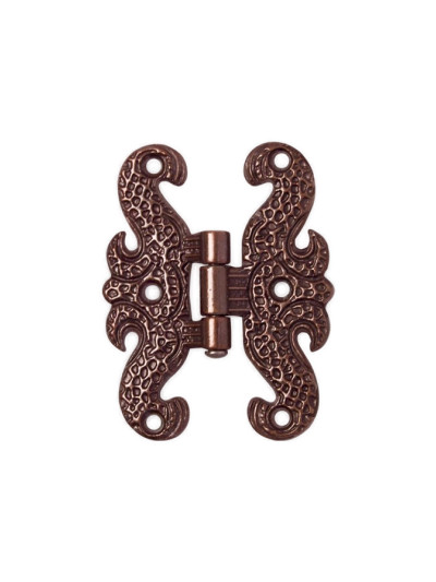 Петля декоративная малая, медь + патина  - 1