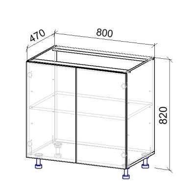 2.2К Тумба нижня на 2дв 470х800х820 мм MebTech - 11