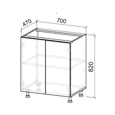 2.1К Тумба нижняя на 2дв 470х700х820 мм MebTech - 11