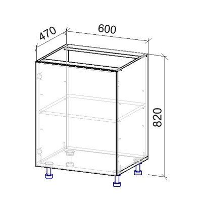1.3К Тумба нижняя на 1дв 470х600х820 мм MebTech - 11